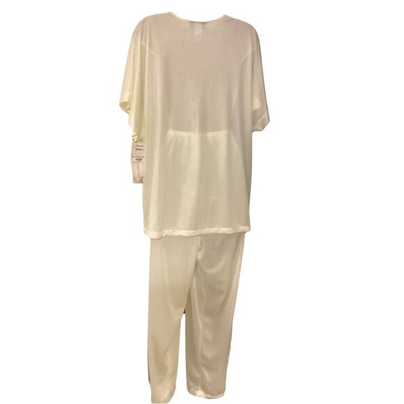 Vtg Soft Moments 2-Piece Pajama Set Pale Yellow Lace Sz M 1970s NOS NWT USA - Picture 3 of 12